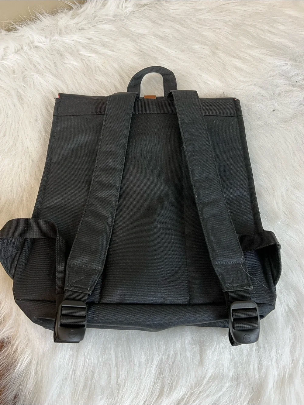 Herschel Supply Company Black Canvas city Backpack Brown Leather Strap